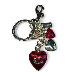 Coach Style Mixed Multicolor Hearts Charm Keychain Bag Purse Charm